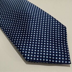 Saddlebred Extra Long 63" Navy Blue Geometric Men's Tie XL Micro Check NWT